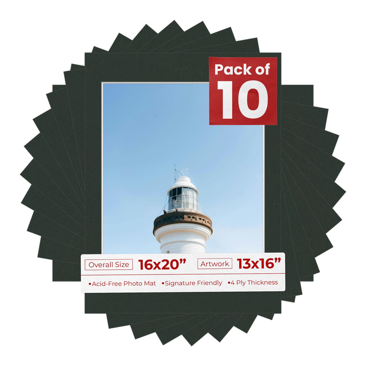 Textured Black Mat Board for 16x20 Frames - Fits 13x16 Photos